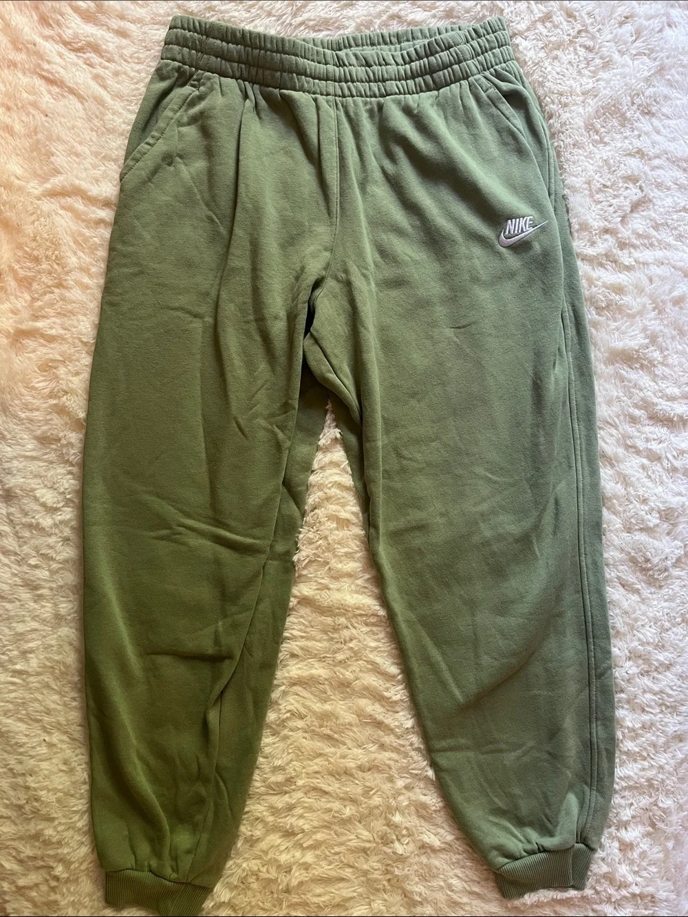 Nike Olive Green Sweatpants with White Logo